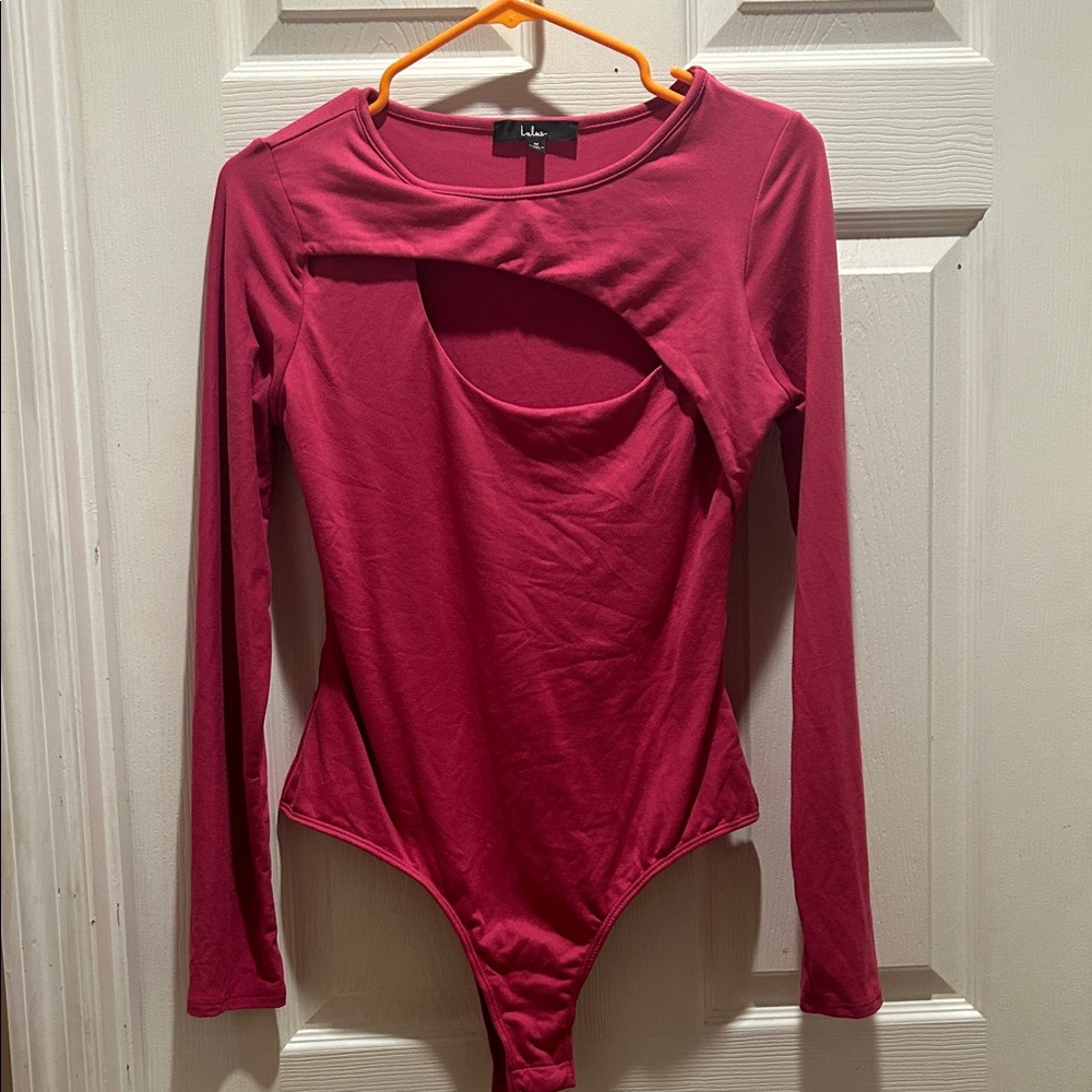 Lulu's Fuchsia Cutout Long Sleeve Bodysuit